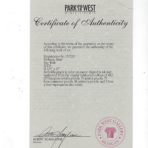 "Bay Walk" by Shari Erickson Seriolithograph - Picture 5 of 6